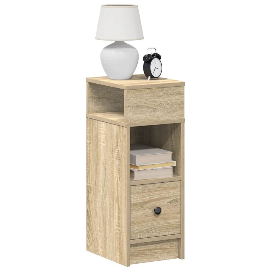vidaXL Nachtkastjes 2 st met lade 25x31x66 cm sonoma eikenkleurig afbeelding 1