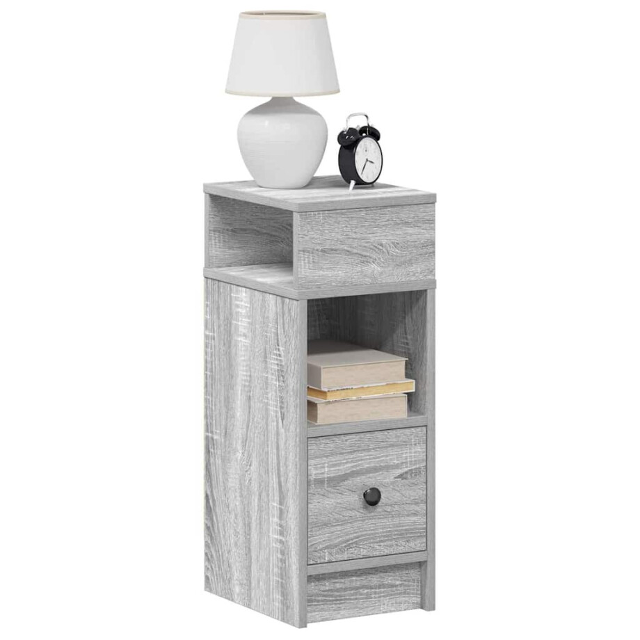 vidaXL Nachtkastje met lade 25x31x66 cm grijs sonoma eikenkleurig afbeelding 1