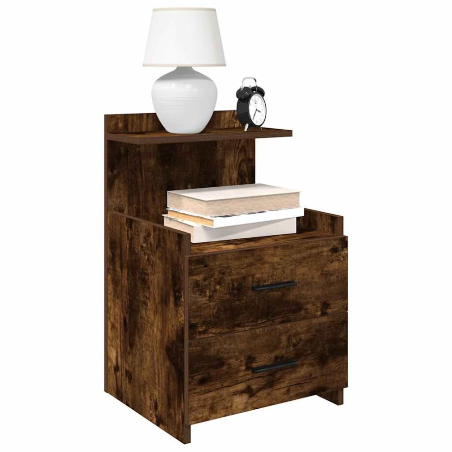 vidaXL Nachtkastjes 2 st met 2 lades gerookt eikenkleurig 40x36,5x62 cm afbeelding 1