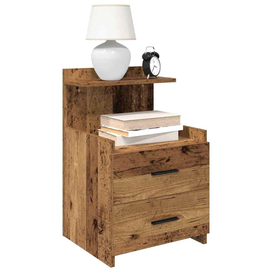 vidaXL Nachtkastjes 2 st met 2 lades oud houtkleurig 40x36,5x62 cm vidaXL Nachtkastjes 2 st met 2 lades oud houtkleurig 40x36,5x62 cm afbeelding 1