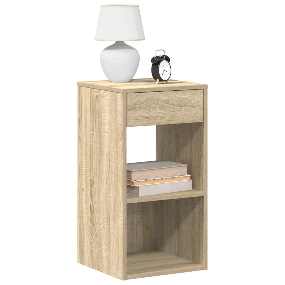 vidaXL Nachtkastjes 2 st met lade 35x34x66,5 cm sonoma eikenkleurig afbeelding 1