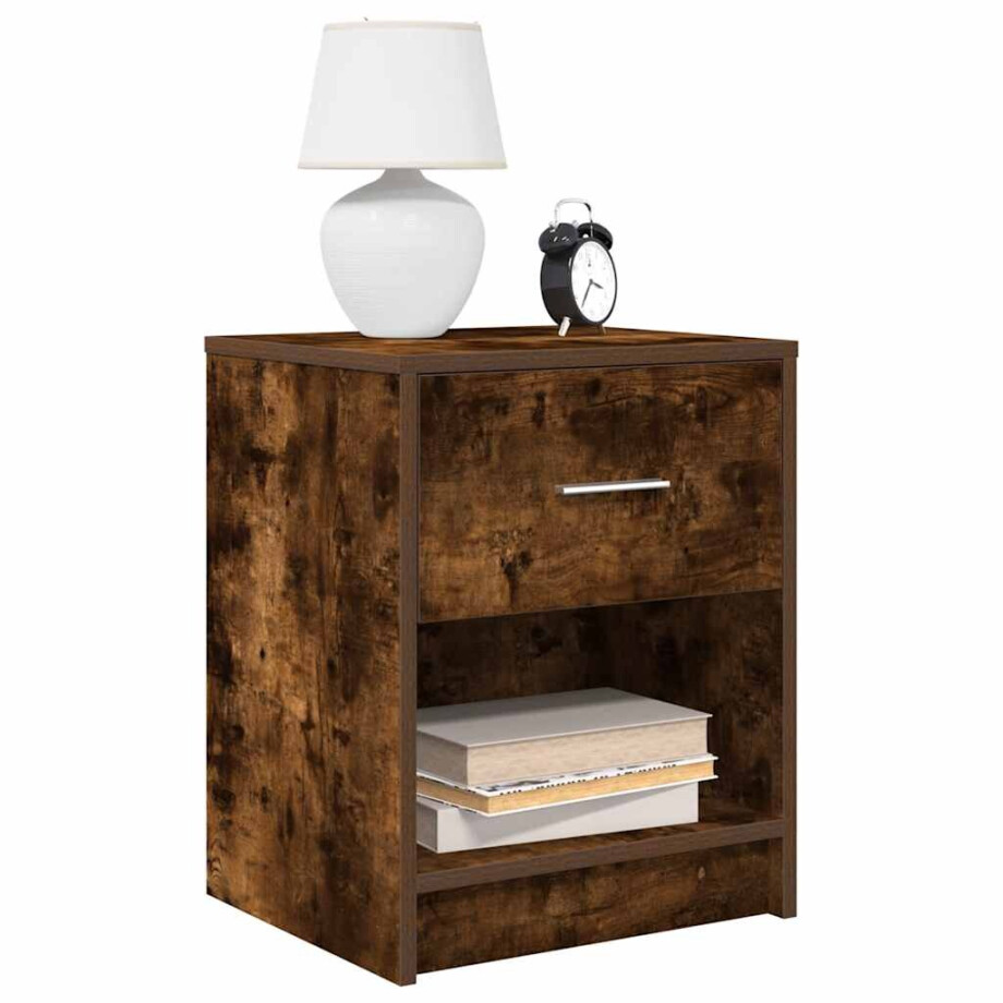 vidaXL Nachtkastje met lade 40x34x50 cm gerookt eikenkleurig afbeelding 1