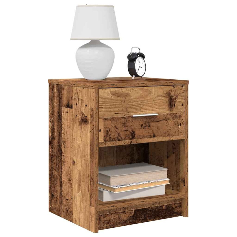 vidaXL Nachtkastjes 2 st met lade 40x34x50 cm oud houtkleurig afbeelding 1