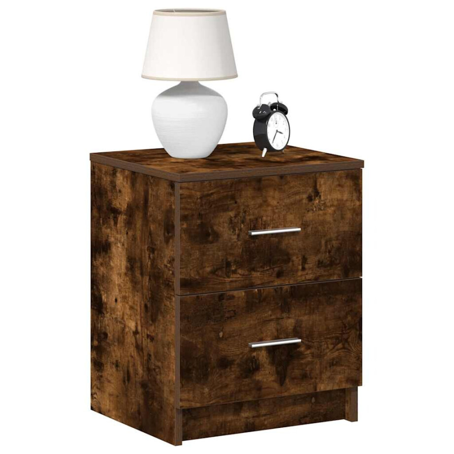 vidaXL Nachtkastjes 2 st met 2 lades 40x36x50 cm gerookt eikenkleurig afbeelding 1