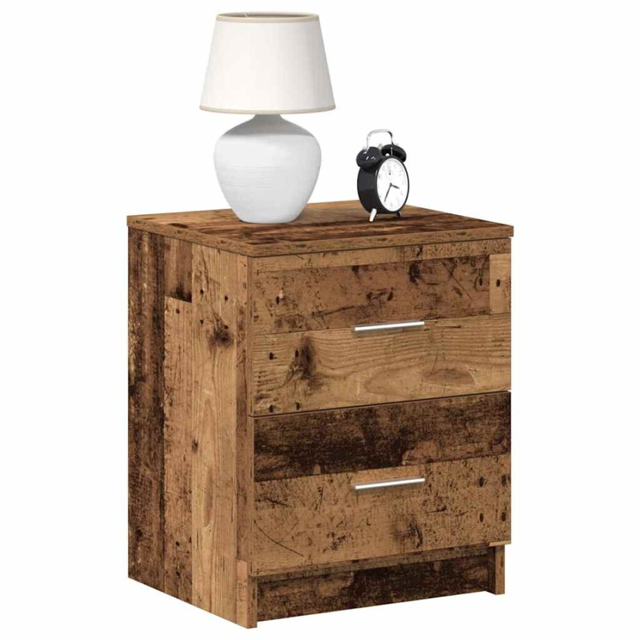 vidaXL Nachtkastjes 2 st met 2 lades 40x36x50 cm oud houtkleurig afbeelding 1