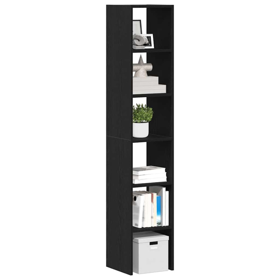 vidaXL Boekenkasten 2st stapelbaar 30x30x80cm bewerkt hout zwart eiken afbeelding 1