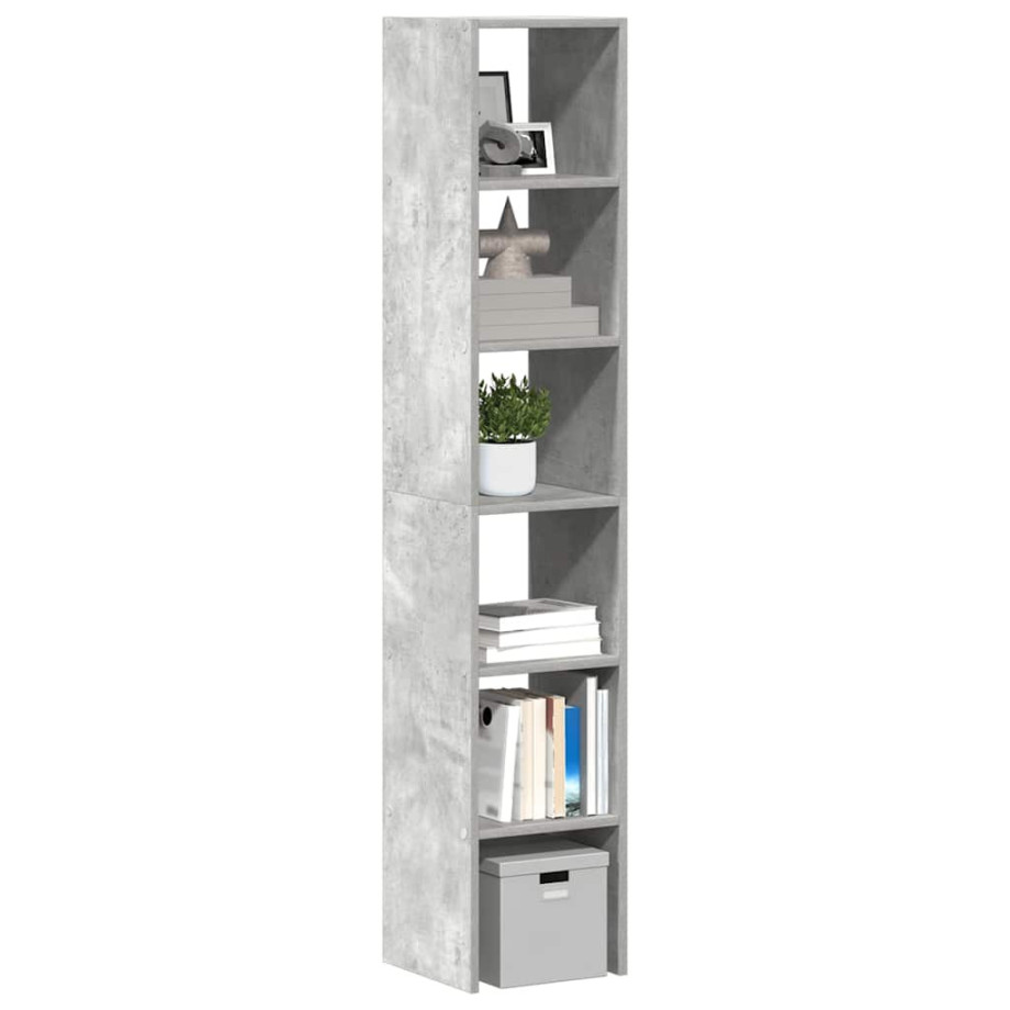 vidaXL Boekenkasten 2 st stapelbaar 30x30x80cm bewerkt hout betongrijs afbeelding 1