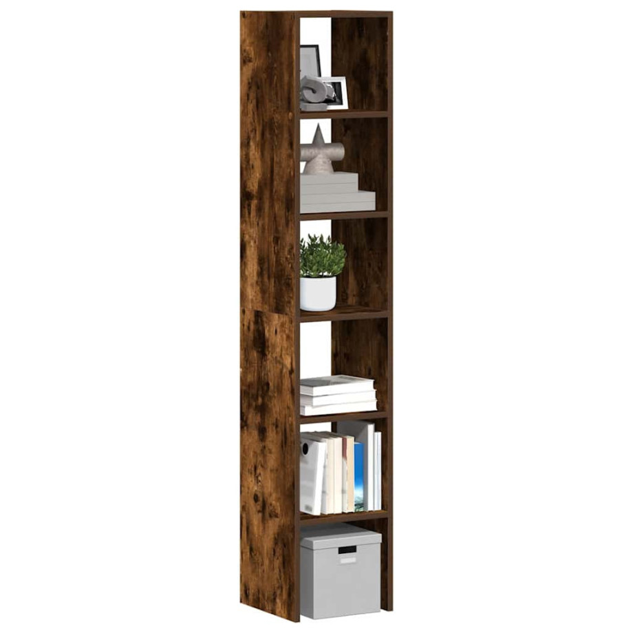 vidaXL Boekenkasten 2 st 30x30x80 cm bewerkt hout gerookt eikenkleurig afbeelding 1