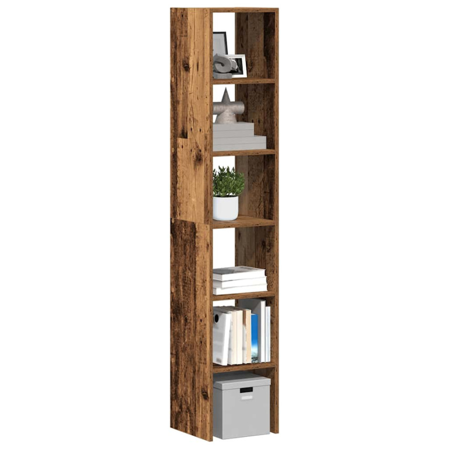 vidaXL Boekenkasten 2 st stapelbaar 30x30x80 cm bewerkt hout oud hout afbeelding 1