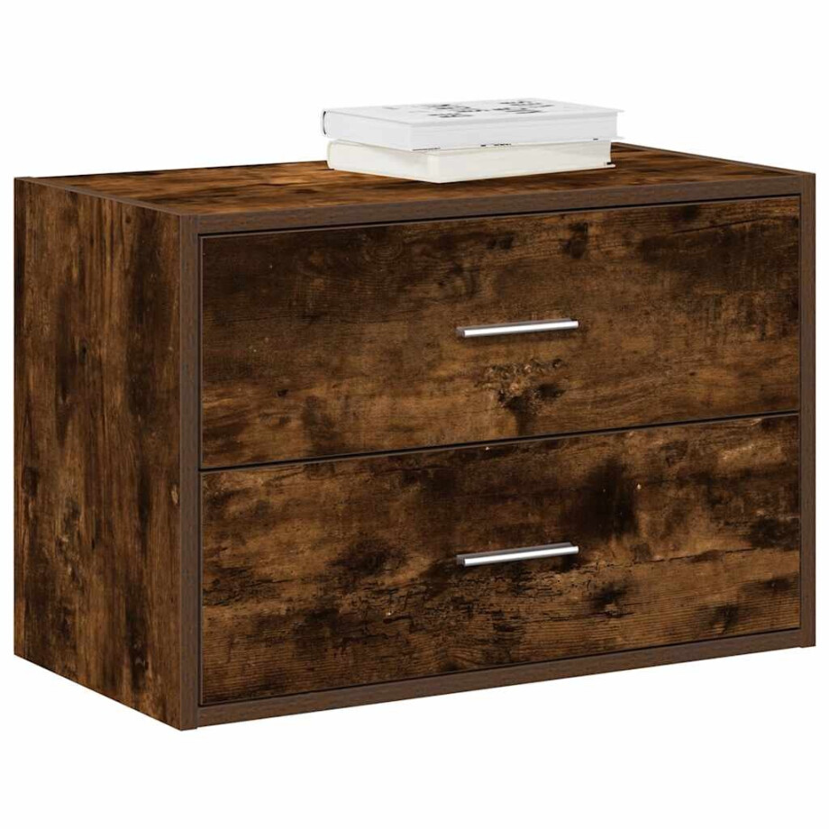 vidaXL Kast met 2 lades 60x31x40 cm bewerkt hout gerookt eikenkleurig afbeelding 1