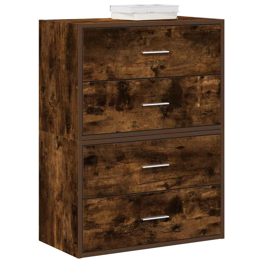 vidaXL Kasten met 2 lades 2 st 60x31x40 cm bewerkt hout gerookt eiken afbeelding 1