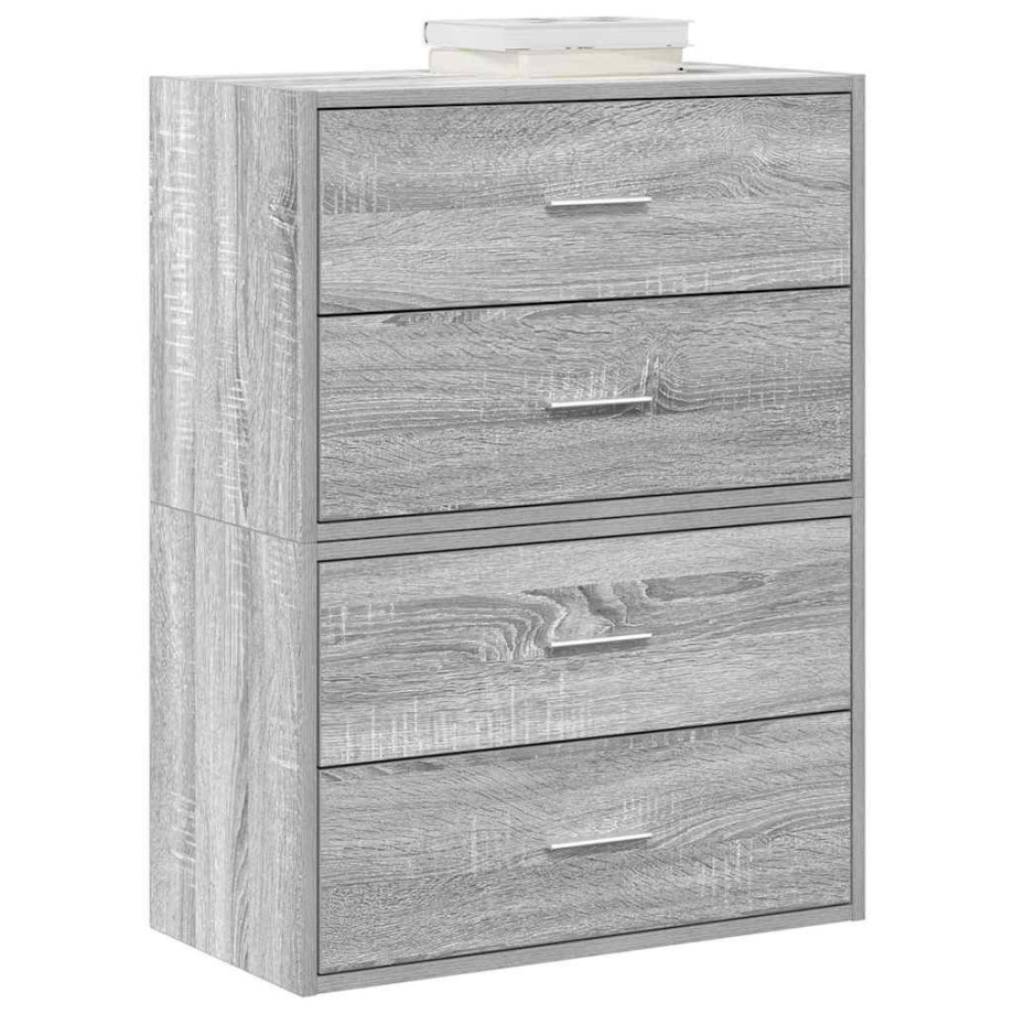 vidaXL Kasten met 2 lades 2 st 60x31x40 cm bewerkt hout grijs sonoma afbeelding 1