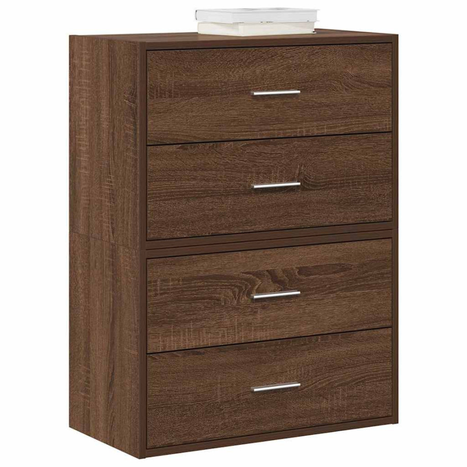 vidaXL Kasten met 2 lades 2 st 60x31x40 cm bewerkt hout bruin eiken afbeelding 1