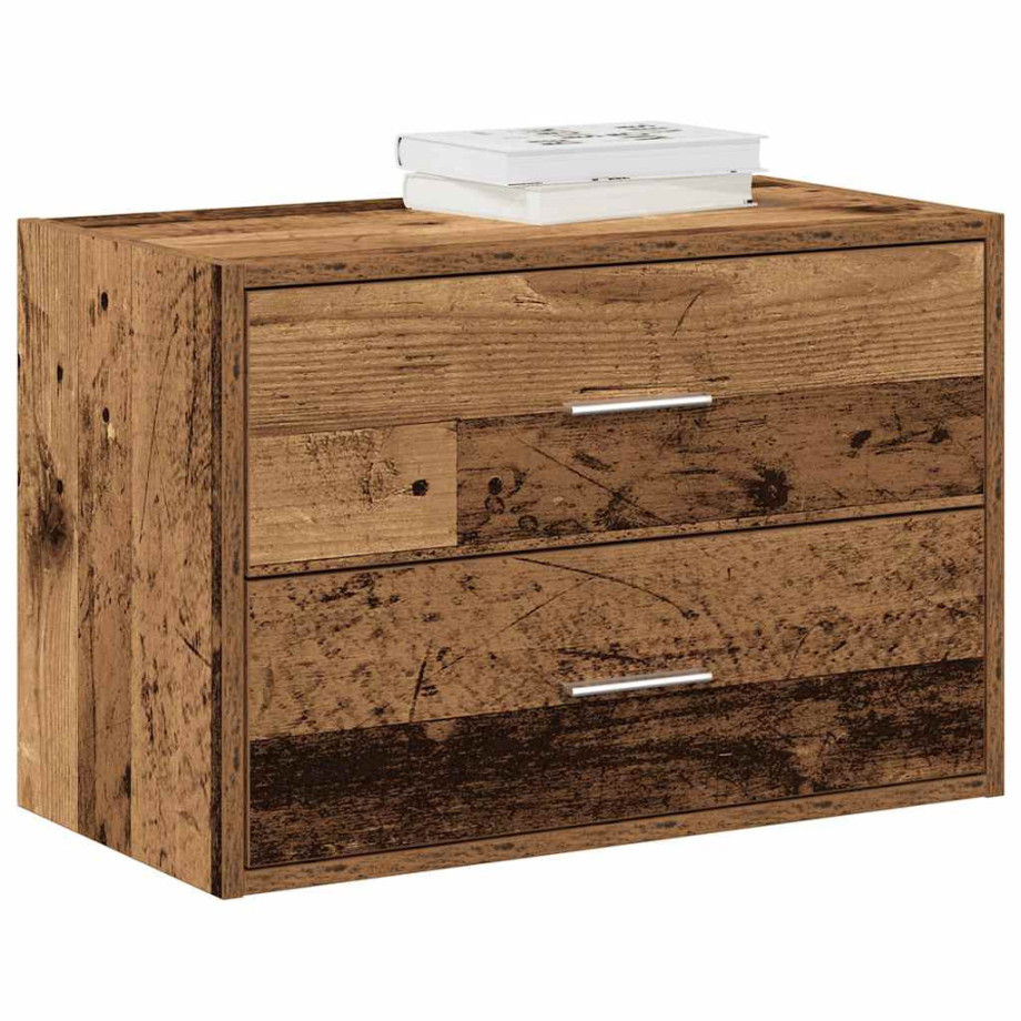 vidaXL Kast met 2 lades 60x31x40 cm bewerkt hout oud houtkleurig vidaXL Kast met 2 lades 60x31x40 cm bewerkt hout oud houtkleurig afbeelding 1