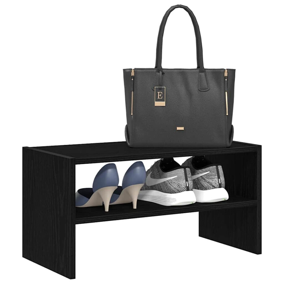 vidaXL Schoenenrek stapelbaar 60x30x30,5 cm zwart eikenkleurig vidaXL Schoenenrek stapelbaar 60x30x30,5 cm zwart eikenkleurig afbeelding 1