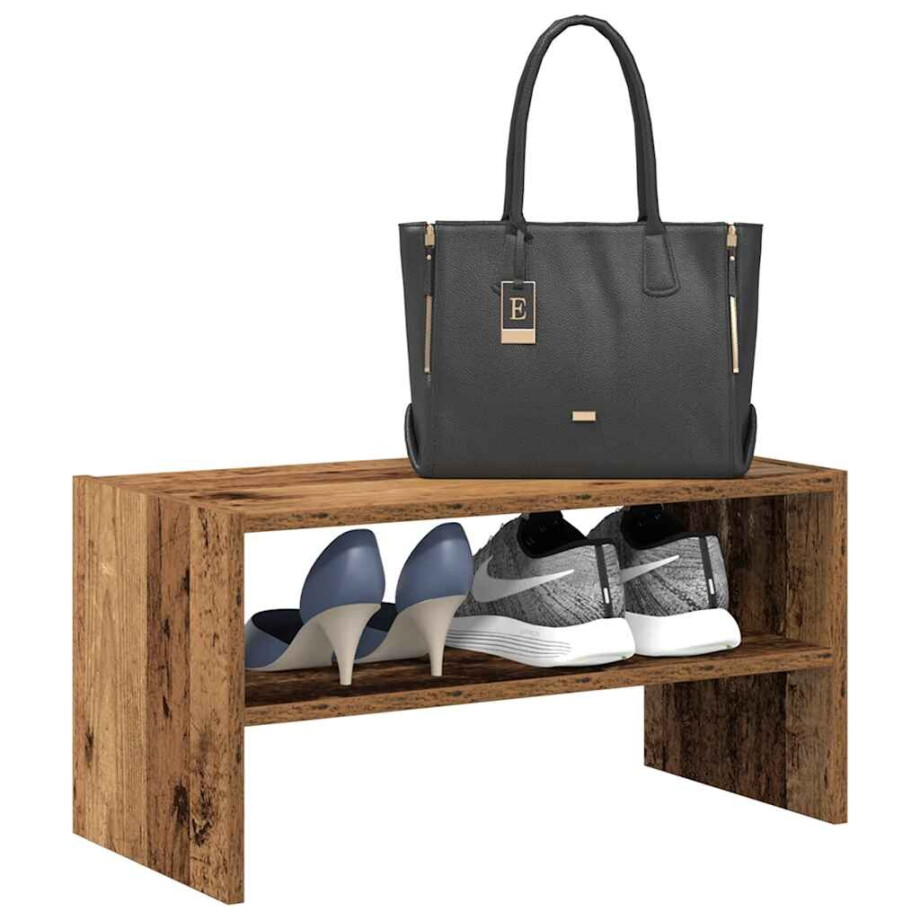 vidaXL Schoenenrek stapelbaar 60x30x30,5 cm oud houtkleurig vidaXL Schoenenrek stapelbaar 60x30x30,5 cm oud houtkleurig afbeelding 1