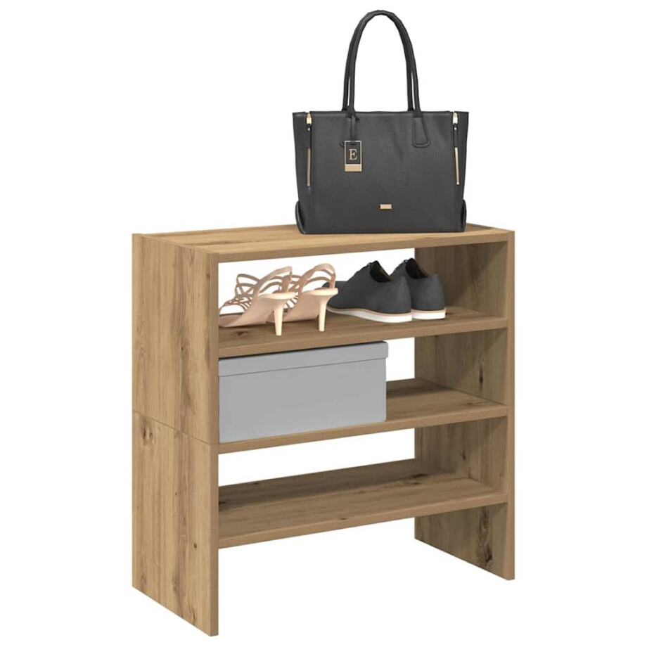 vidaXL Schoenenrekken 2 st stapelbaar 60x30x30,5 cm artisanaal eiken vidaXL Schoenenrekken 2 st stapelbaar 60x30x30,5 cm artisanaal eiken afbeelding 1