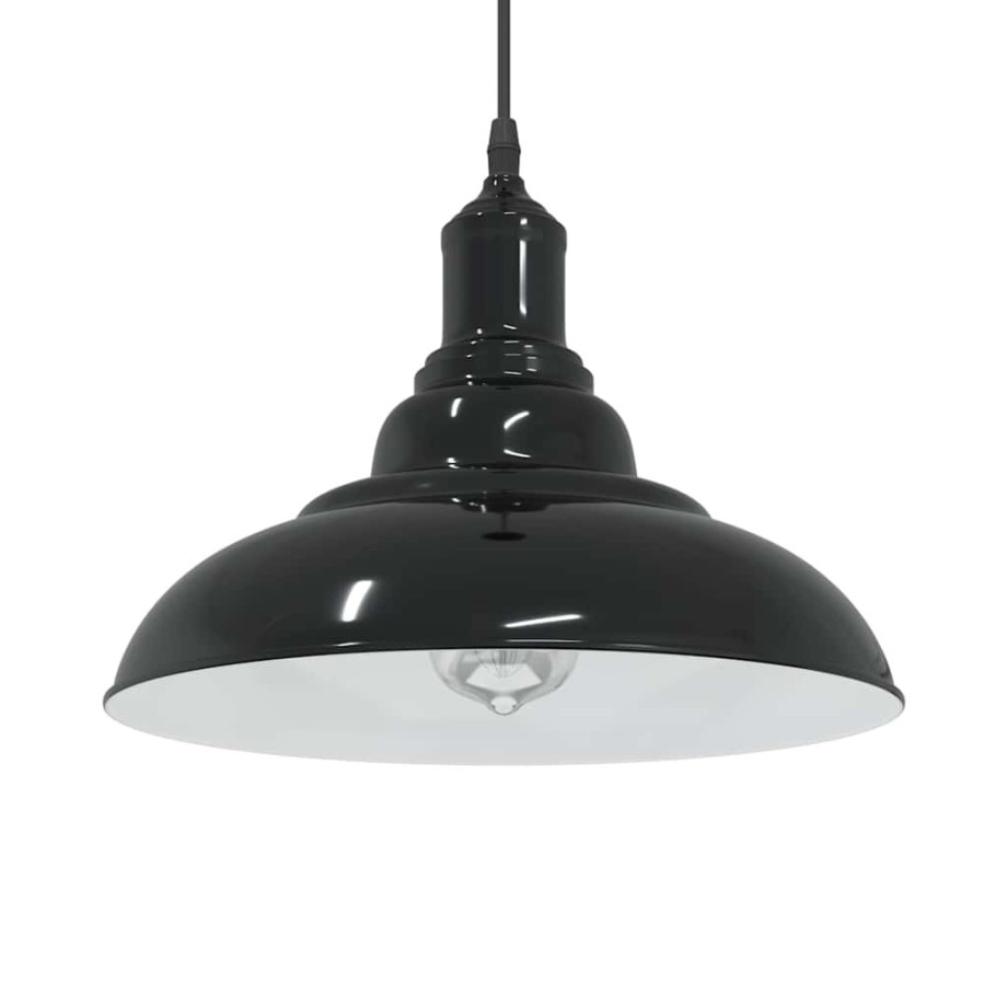 vidaXL Hanglamp in hoogte verstelbaar E27 Ø31 cm metaal glanzend zwart afbeelding 1