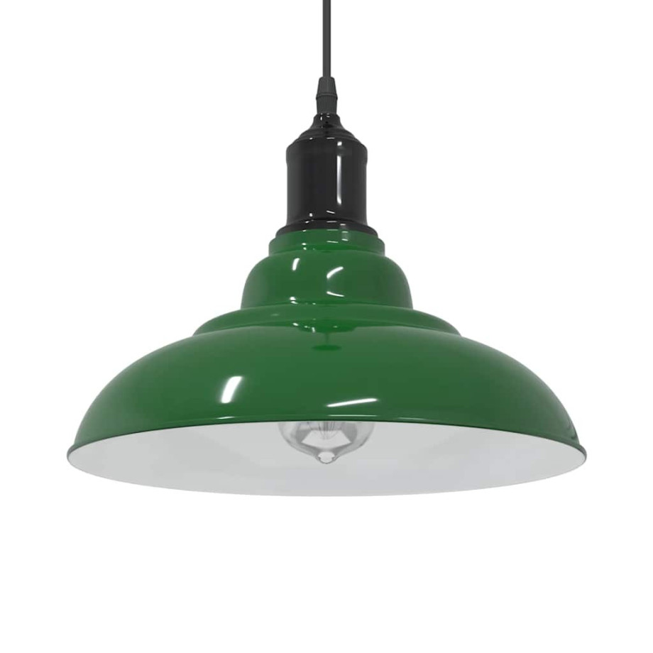 vidaXL Hanglamp in hoogte verstelbaar E27 Ø31 cm metaal glanzend groen afbeelding 1