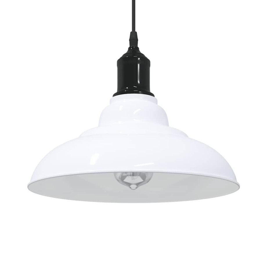 vidaXL Hanglamp in hoogte verstelbaar E27 Ø31 cm metaal glanzend wit afbeelding 1