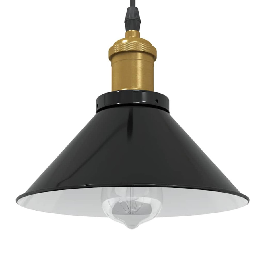 vidaXL Hanglamp in hoogte verstelbaar E27 Ø22 cm metaal glanzend zwart afbeelding 1