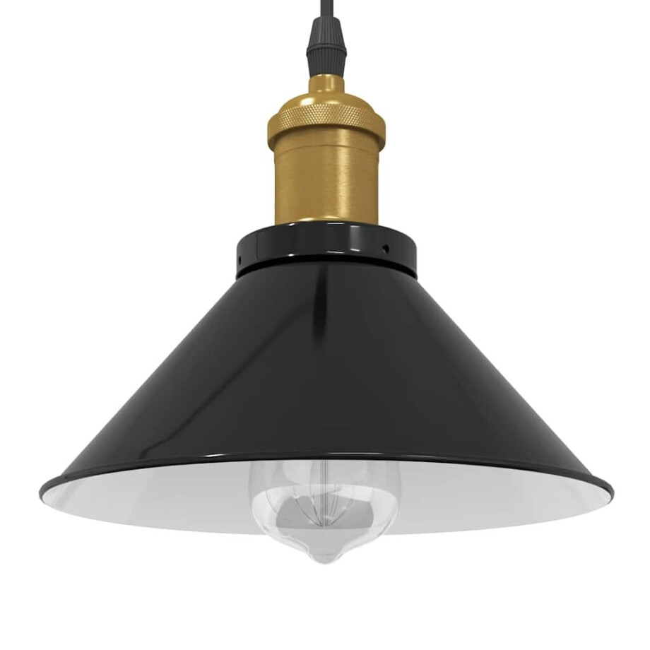 vidaXL Hanglamp in hoogte verstelbaar E27 Ø22 cm metaal glanzend zwart vidaXL Hanglamp in hoogte verstelbaar E27 Ø22 cm metaal glanzend zwart afbeelding 1