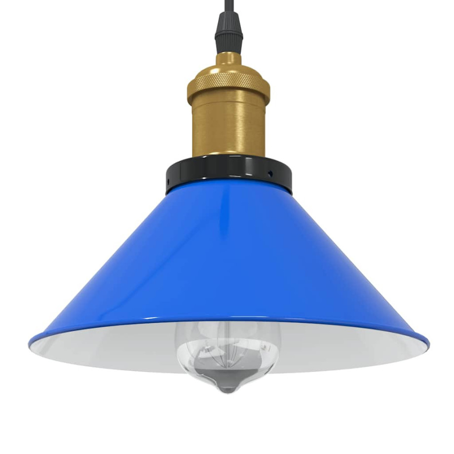 vidaXL Hanglamp in hoogte verstelbaar E27 Ø22 cm metaal donkerblauw afbeelding 1