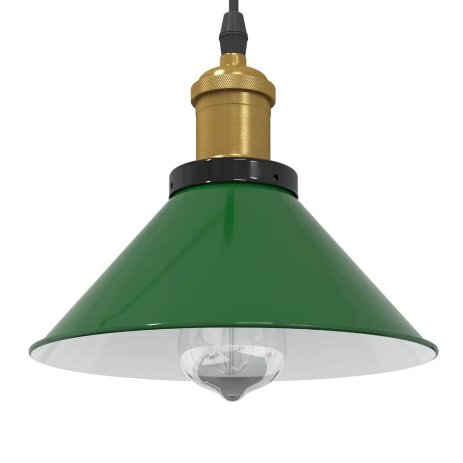 vidaXL Hanglamp in hoogte verstelbaar E27 Ø22 cm metaal glanzend groen afbeelding 1