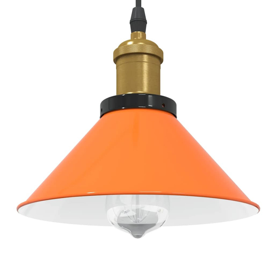 vidaXL Hanglamp in hoogte verstelbaar E27 Ø22cm metaal glanzend oranje afbeelding 1