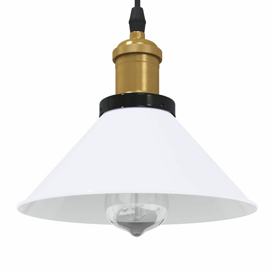 vidaXL Hanglamp in hoogte verstelbaar E27 Ø22 cm metaal glanzend wit afbeelding 1