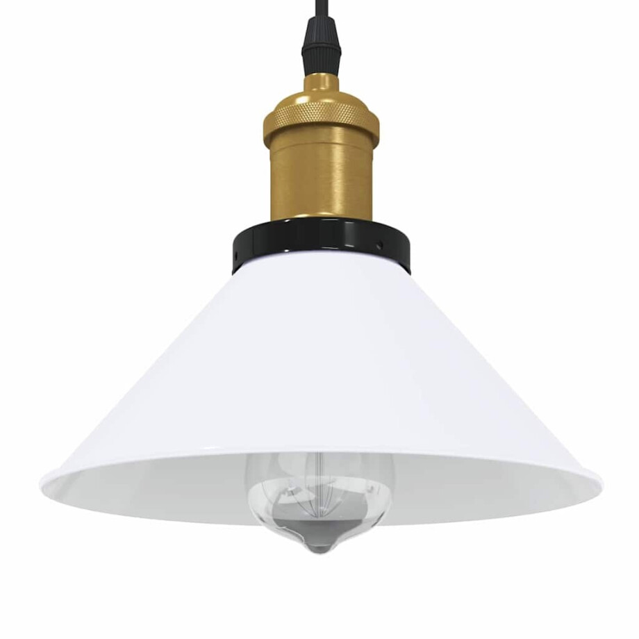 vidaXL Hanglamp in hoogte verstelbaar E27 Ø22 cm metaal glanzend wit vidaXL Hanglamp in hoogte verstelbaar E27 Ø22 cm metaal glanzend wit afbeelding 1