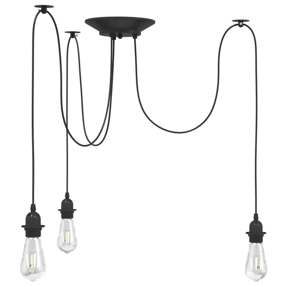 vidaXL Hanglamp met 3 lamphouders E27 metaal zwart afbeelding 1