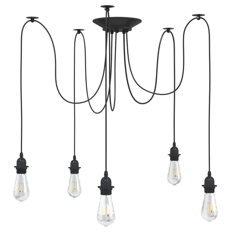 vidaXL Hanglamp met 5 lamphouders E27 metaal zwart afbeelding 1