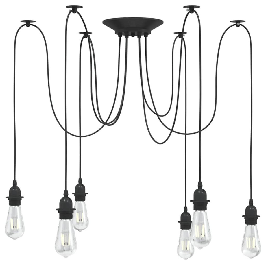 vidaXL Hanglamp met 6 lamphouders E27 metaal zwart afbeelding 1