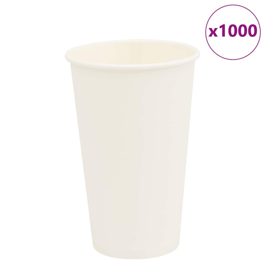 vidaXL Papieren koffiekopjes 1000 st 16oz 400 ml wit afbeelding 1