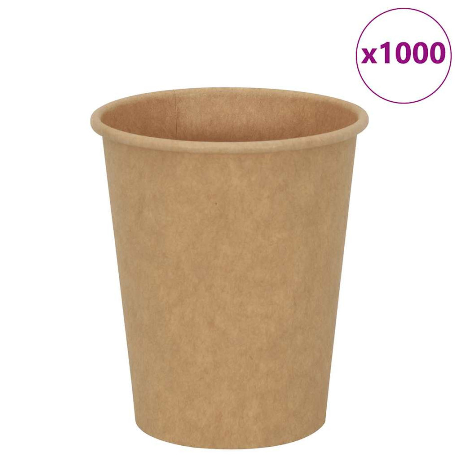 vidaXL Papieren koffiekopjes 1000 st 8oz 200 ml bruin afbeelding 1