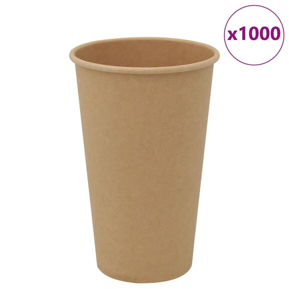 vidaXL Papieren koffiekopjes 1000 st 16oz 400 ml bruin afbeelding 1