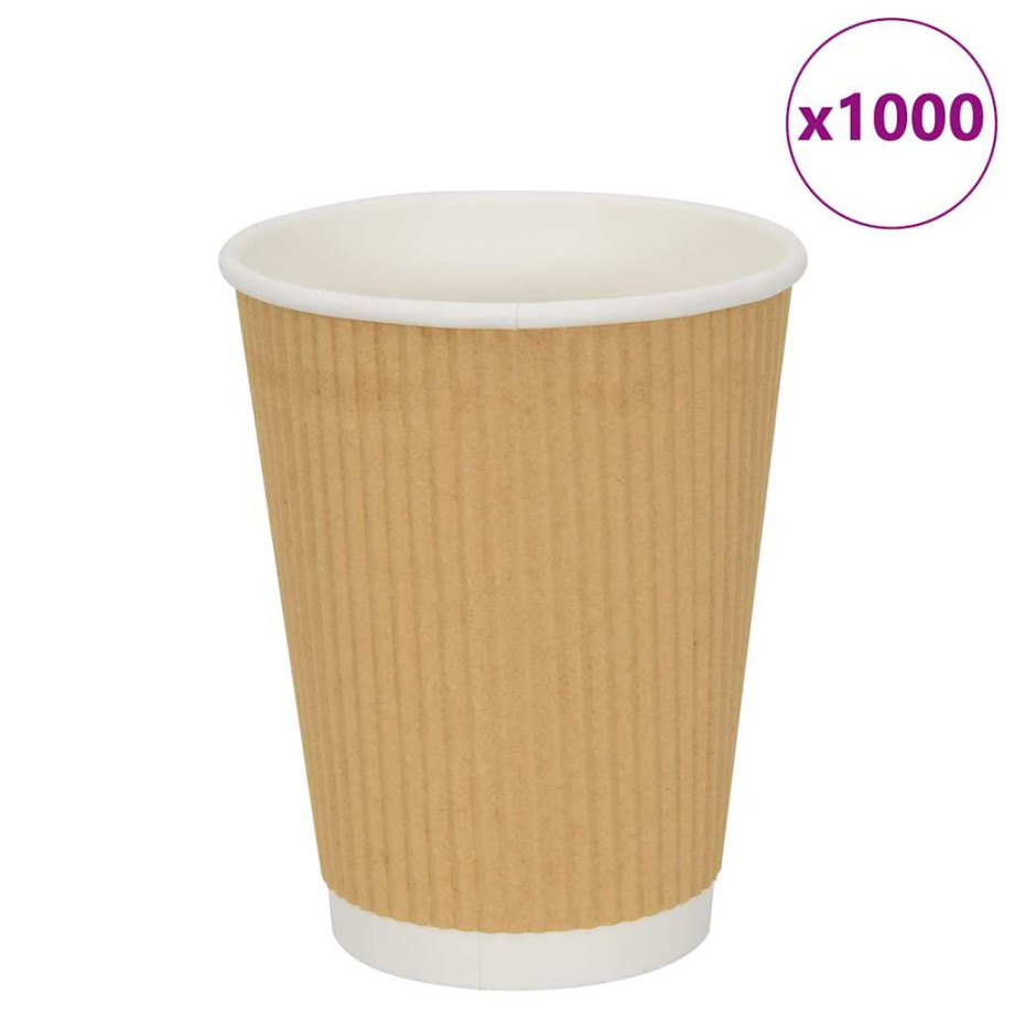 vidaXL Papieren koffiekopjes 500 st 12oz 300 ml bruin afbeelding 1