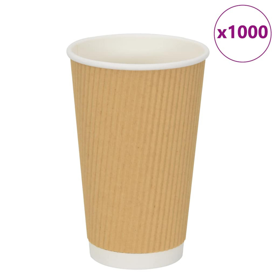 vidaXL Papieren koffiekopjes 500 st 16oz 400 ml bruin afbeelding 1