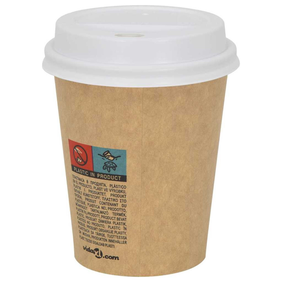 vidaXL Papieren koffiebekerdeksels Ø80 mm 8oz 1000 st kunststof wit afbeelding 1