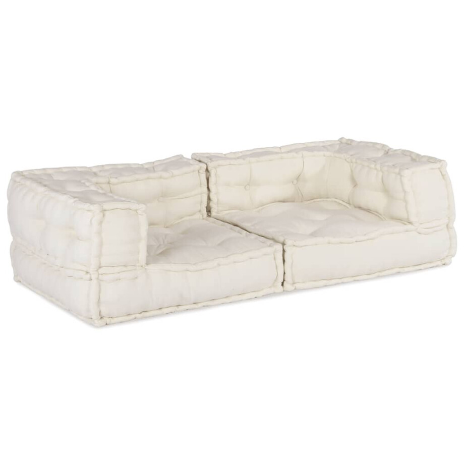 vidaXL Poef modulair 140x70x36 crèmekleurig stof vidaXL Poef modulair 140x70x36 crèmekleurig stof afbeelding 1