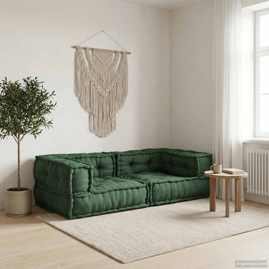 vidaXL 2-zits modulaire bank 140x70x36 stof groen afbeelding 1