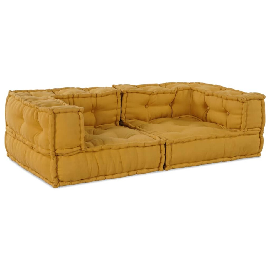 vidaXL Poef modulair 140x70x36 stof geel vidaXL Poef modulair 140x70x36 stof geel afbeelding 1
