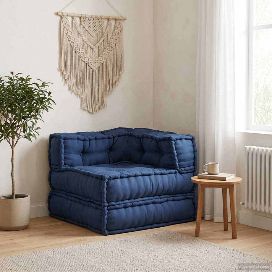 vidaXL Modulair Sofabet Indigo 70 x 70 x 56 cm Stof afbeelding 1