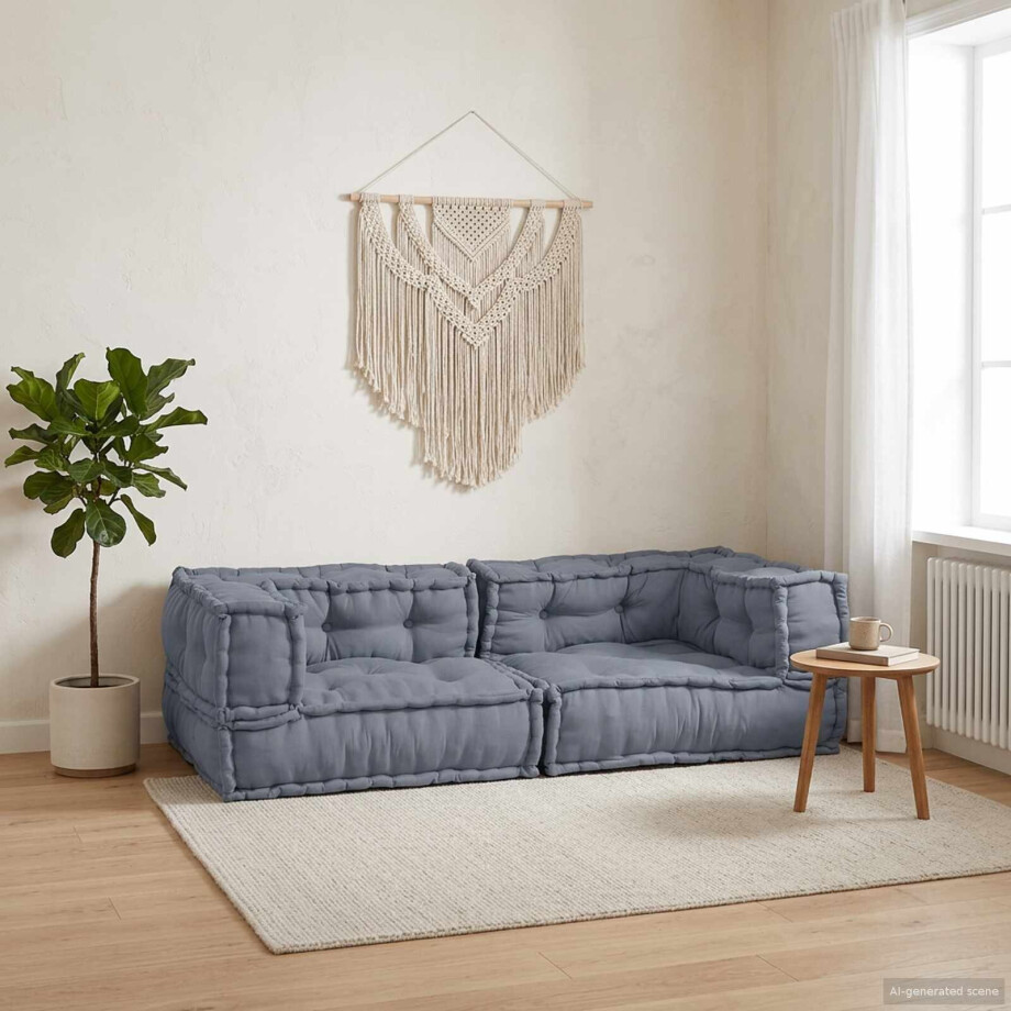vidaXL Modulair Sofabet 3 st Stof Grijs 140 x 70 x 36 cm afbeelding 1