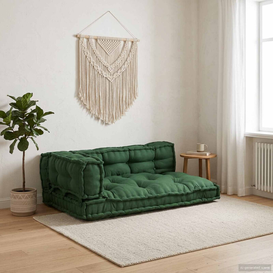vidaXL Pallet Sofa Kussen 3 pcs Groen 120 x 80 x 38 cm Stof vidaXL Pallet Sofa Kussen 3 pcs Groen 120 x 80 x 38 cm Stof afbeelding 1