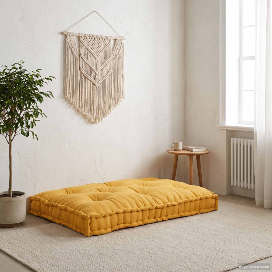 vidaXL Pallet Sofa Kussen Geel 120 x 80 x 12 cm Stof afbeelding 1
