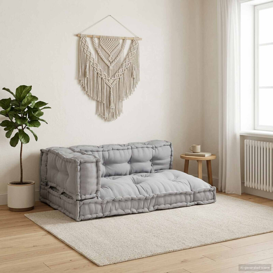 vidaXL Pallet Sofa Kussen 3 pcs Grijs 120 x 80 x 38 cm Stof afbeelding 1