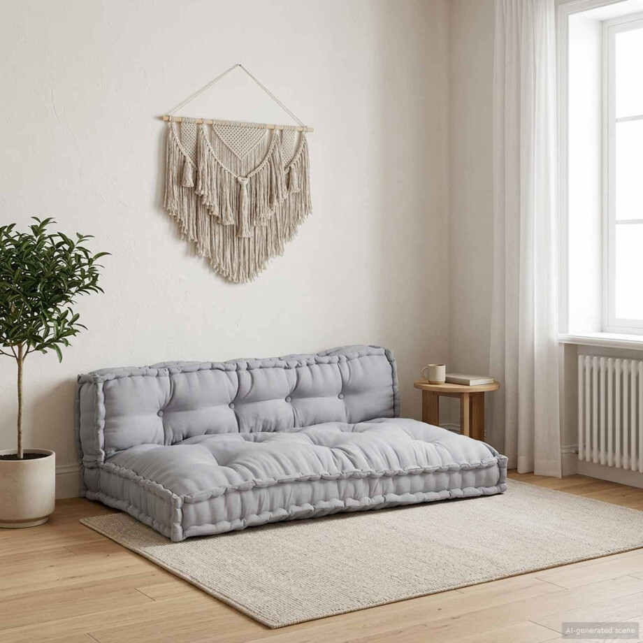 vidaXL Pallet Sofa Kussen 2 pcs Grijs 120 x 80 x 38 cm Stof afbeelding 1