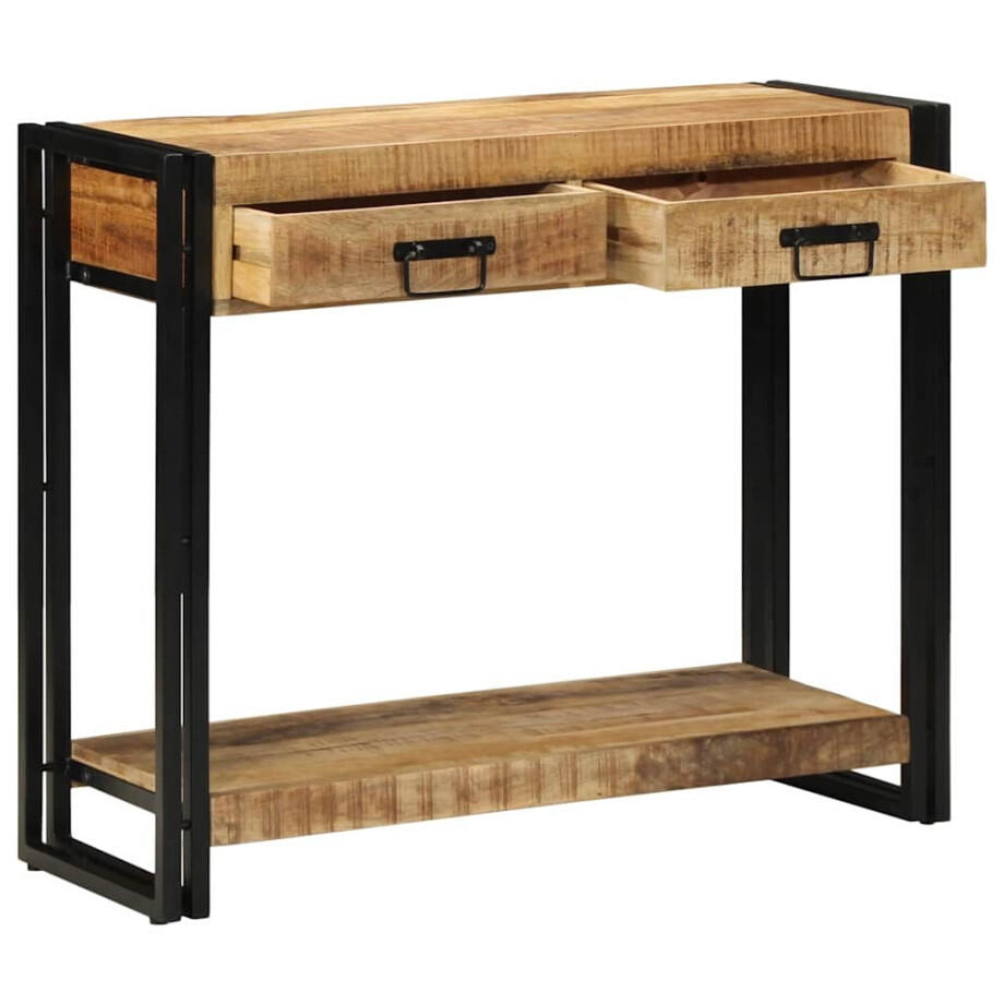 vidaXL Wandtafel met lade Bruin 90 x 33 x 75 cm Massief Mango Hout afbeelding 1